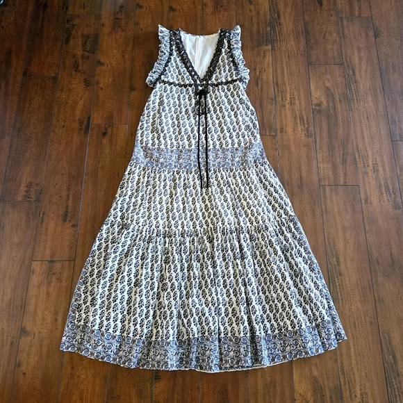 Tory Burch Amita Appliquéd Printed Cotton V-Neck Sleeveless Maxi Dress In Multi - Picture 7 of 16